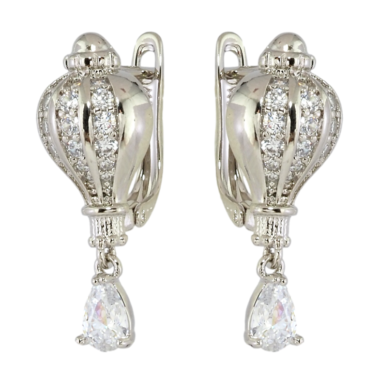 Серьги Xuping Родий английский замок Декоративные кристальные подвески фото №11