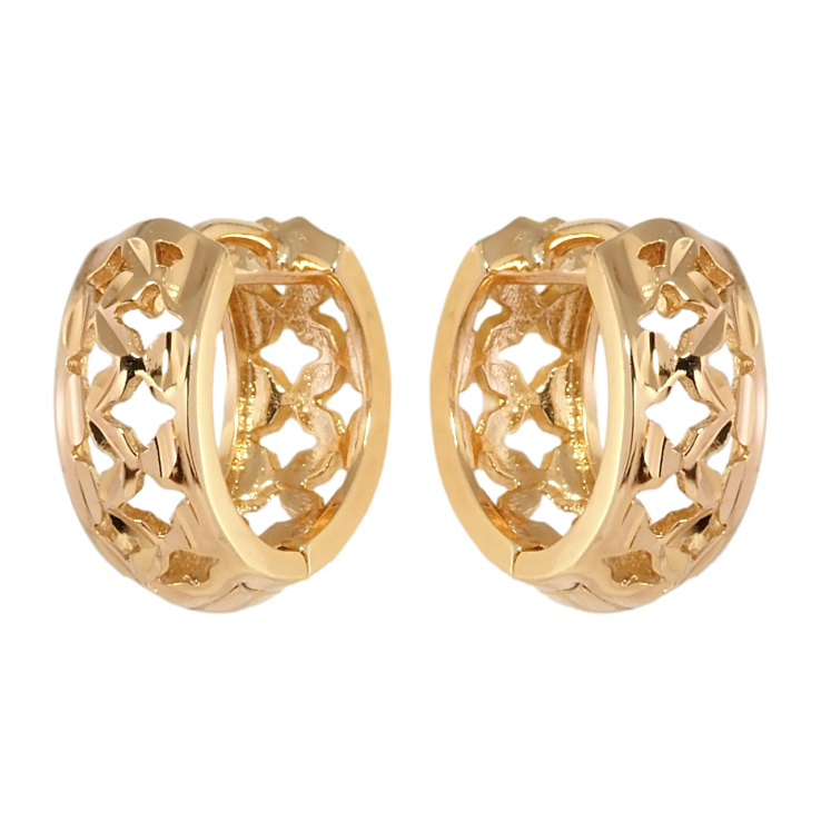 Сережки Xuping Позолота 18K колечка Візерунок ромбові вирізи фото №3