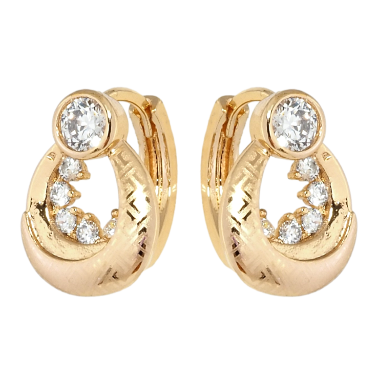 Серьги Xuping Позолота 18K колечки Декоративные с цирконием и напылением фото №2