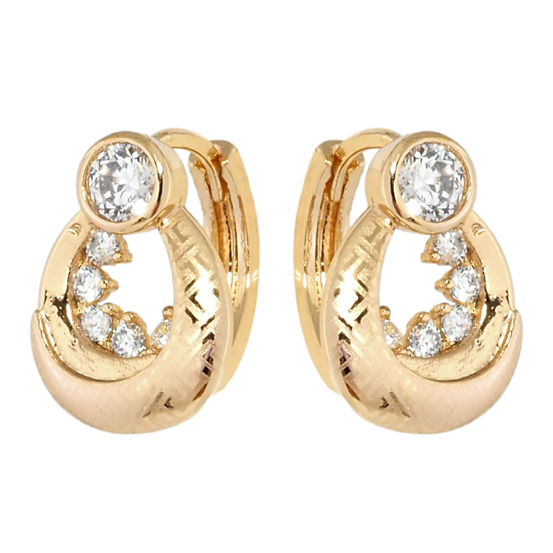 Серьги Xuping Позолота 18K колечки Декоративные с цирконием и напылением фото №1