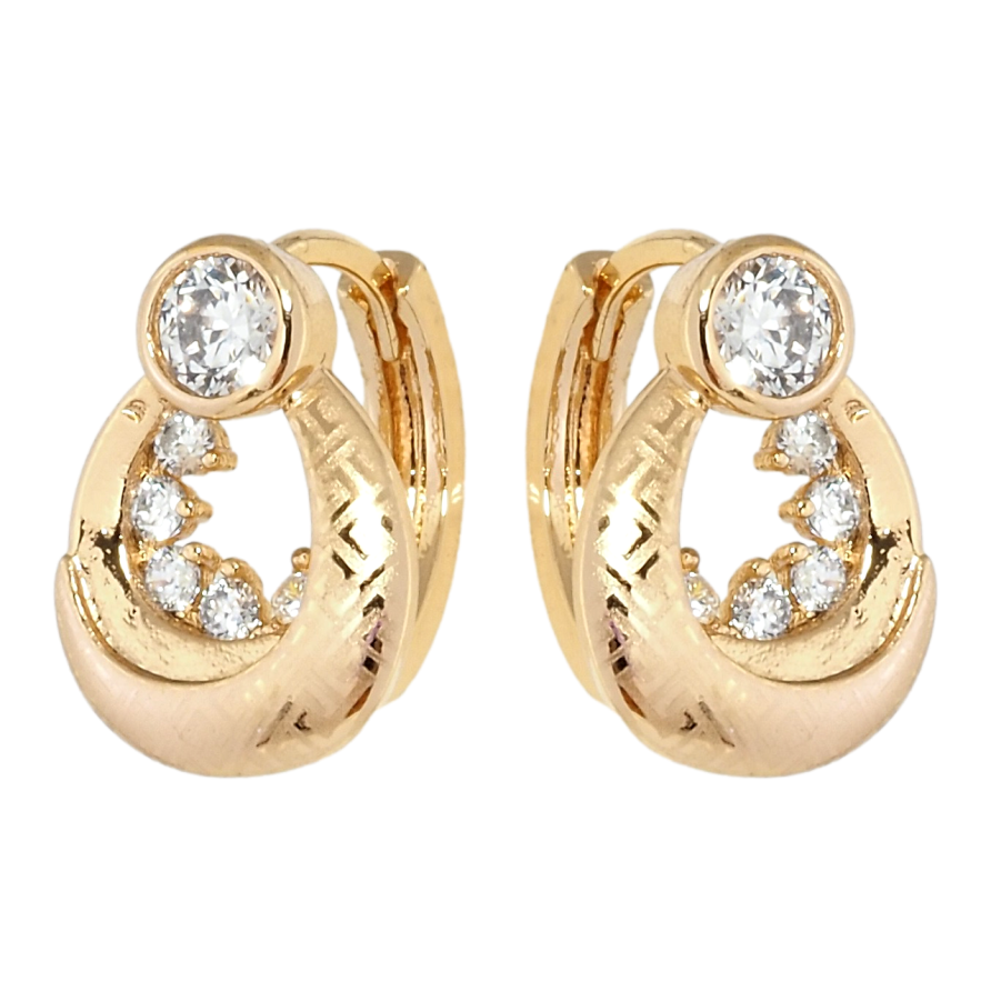 Серьги Xuping Позолота 18K колечки Декоративные с цирконием и напылением фото №1