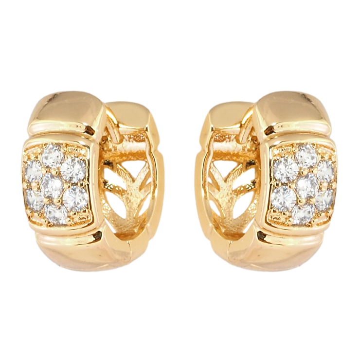 Сережки Xuping Позолота 18K колечка Візерунок квітка цирконій фото №5