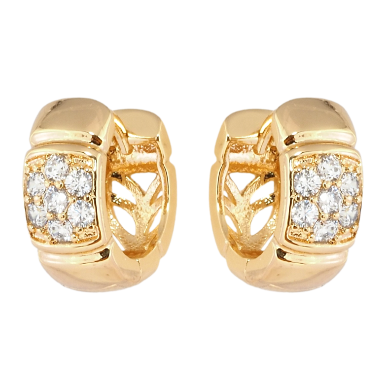 Серьги Xuping Позолота 18K колечки Узор цветок цирконий фото №1