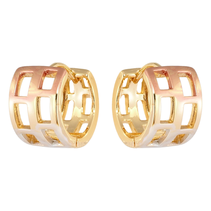 Серьги Xuping Позолота 18K колечки Резной орнамент с прокраской серебряной и красной эмалью фото №25