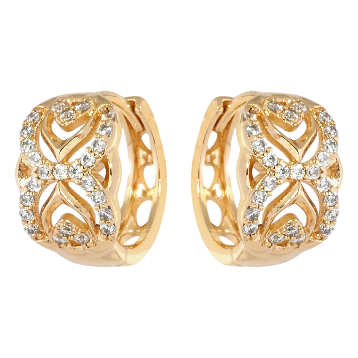 Серьги Xuping Позолота 18K колечки Изящный резной орнамент с цирконием фото №25