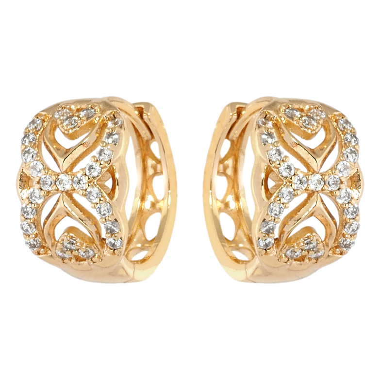 Серьги Xuping Позолота 18K колечки Изящный резной орнамент с цирконием фото №1