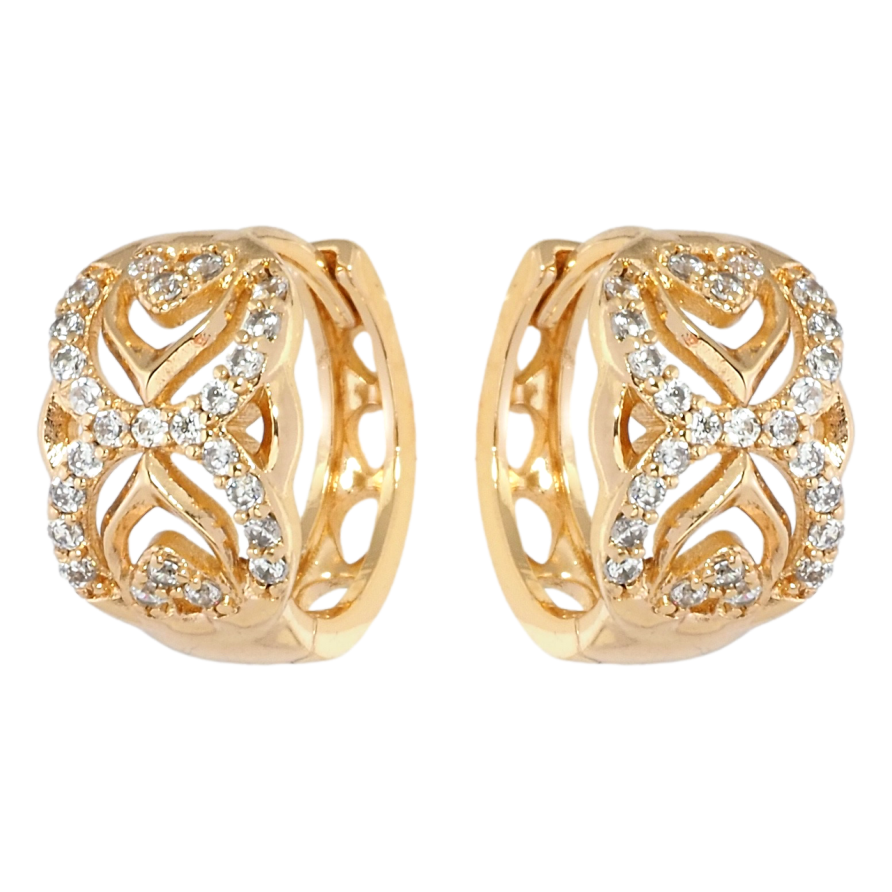 Серьги Xuping Позолота 18K колечки Изящный резной орнамент с цирконием фото №1