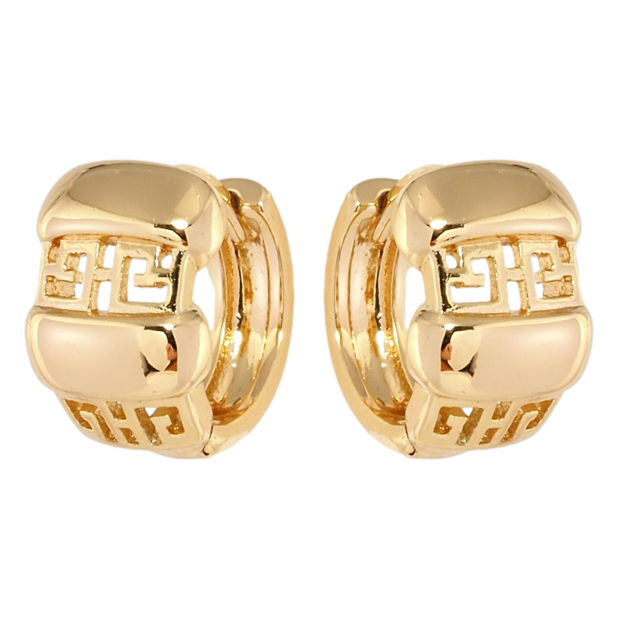 Серьги Xuping Позолота 18K колечки Комбинированный Узор с Вырезами Греческий Орнамент фото №1