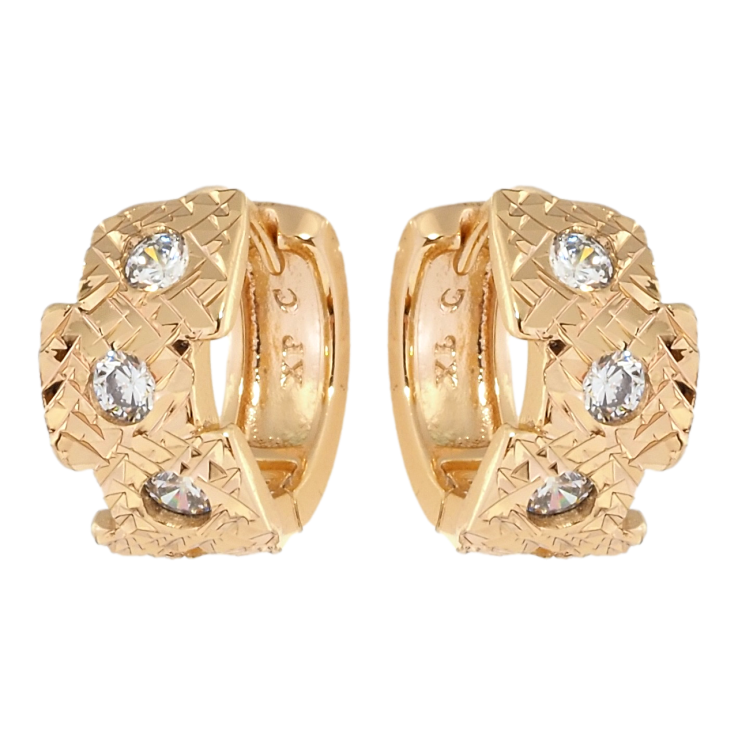 Серьги Xuping Позолота 18K колечки Авангардный орнамент с вставками циркония фото №5