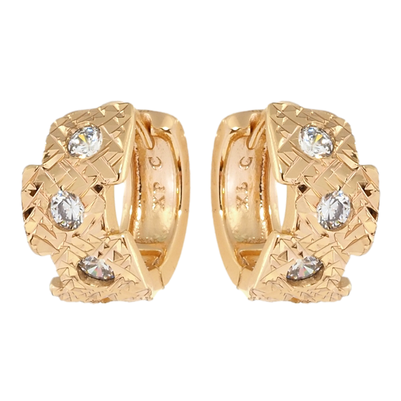 Серьги Xuping Позолота 18K колечки Авангардный орнамент с вставками циркония фото №8