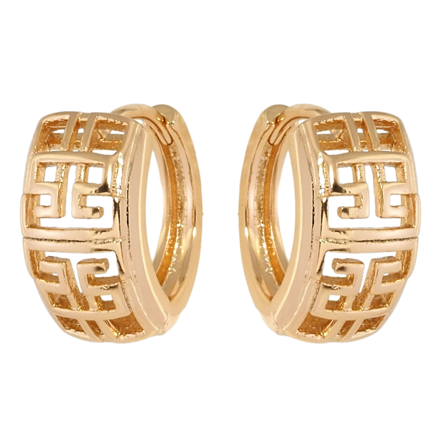 Серьги Xuping Позолота 18K колечки Резной античный орнамент фото №1