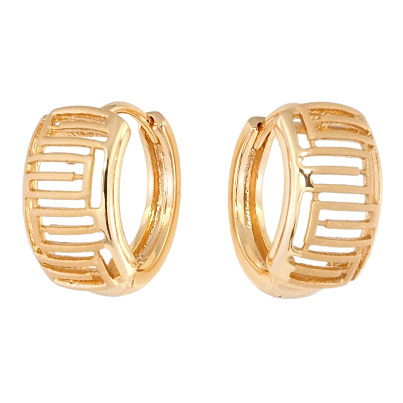 Серьги Xuping Позолота 18K колечки Декоративный решетчатый орнамент фото №1