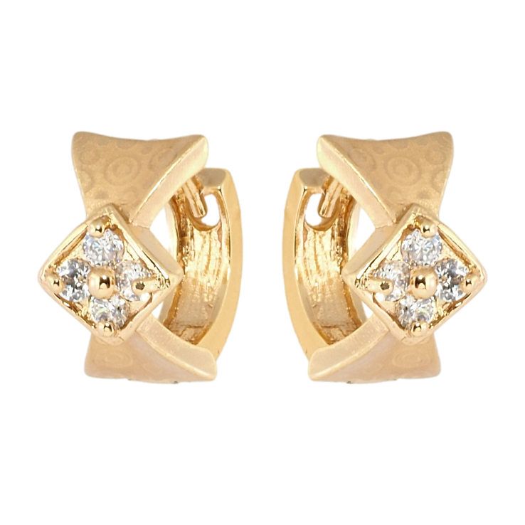 Серьги Xuping Позолота 18K колечки Фигурные с цирконием и узором напылением фото №20