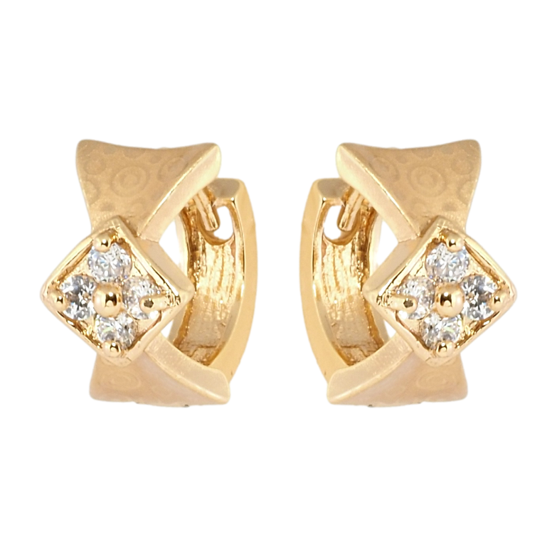 Серьги Xuping Позолота 18K колечки Фигурные с цирконием и узором напылением фото №9