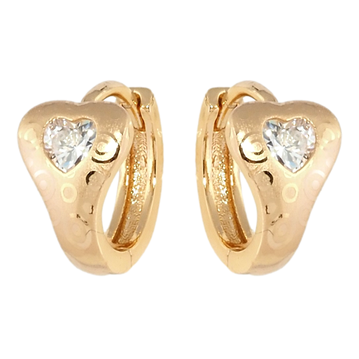 Серьги Xuping Позолота 18K колечки Сердечки с кристаллами и узором напылением фото №3