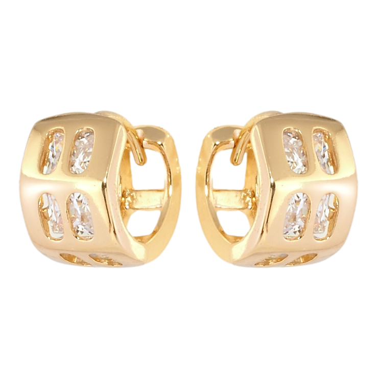 Серьги Xuping Позолота 18K колечки Широкие с вставками циркония фото №4