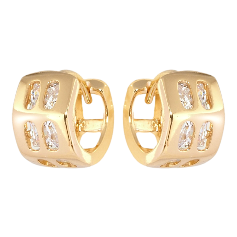 Серьги Xuping Позолота 18K колечки Широкие с вставками циркония фото №2