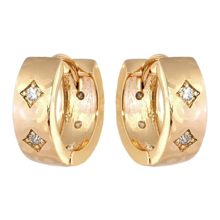 Серьги Xuping Позолота 18K колечки Орнамент ромбы с цирконием фото №5