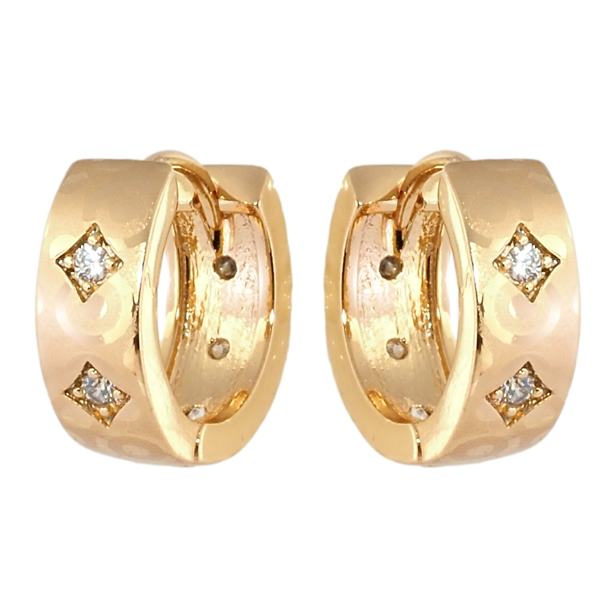 Серьги Xuping Позолота 18K колечки Орнамент ромбы с цирконием фото №1