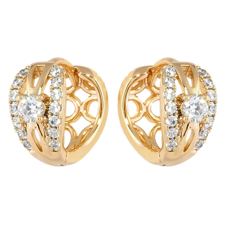 Сережки Xuping Позолота 18K колечка Живописний орнамент з цирконієм фото №24