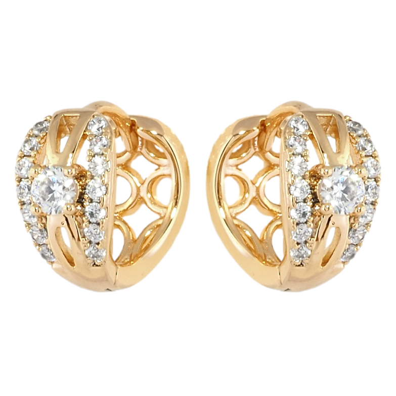 Сережки Xuping Позолота 18K колечка Живописний орнамент з цирконієм фото №1