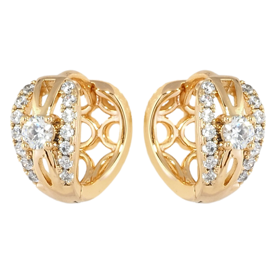 Сережки Xuping Позолота 18K колечка Живописний орнамент з цирконієм фото №1