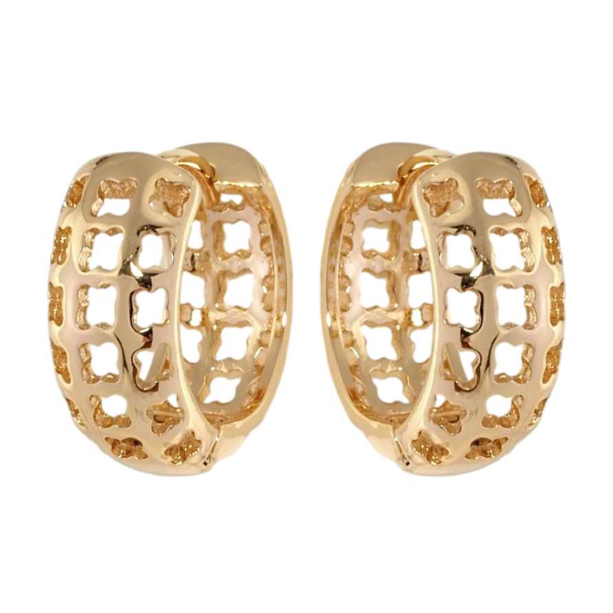 Серьги Xuping Позолота 18K колечки Решетчатый резной орнамент фото №1