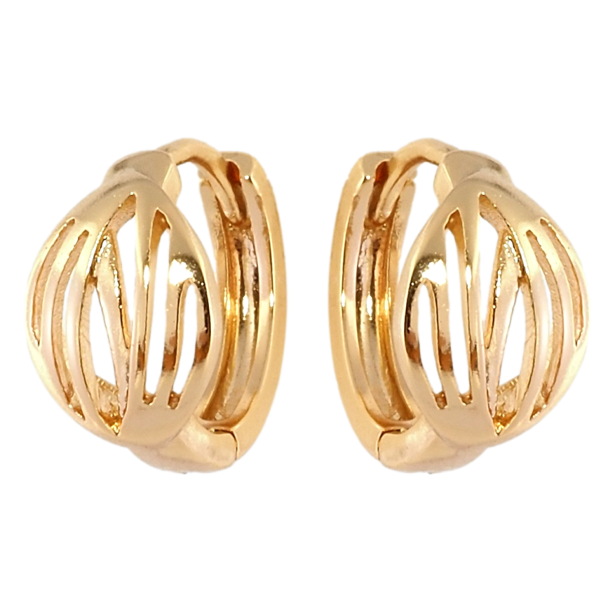 Серьги Xuping Позолота 18K колечки Овалы с полосатым узором фото №1