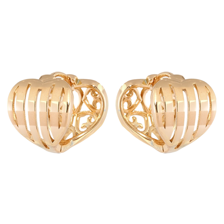 Серьги Xuping Позолота 18K колечки Сердечки полосатые фото №4