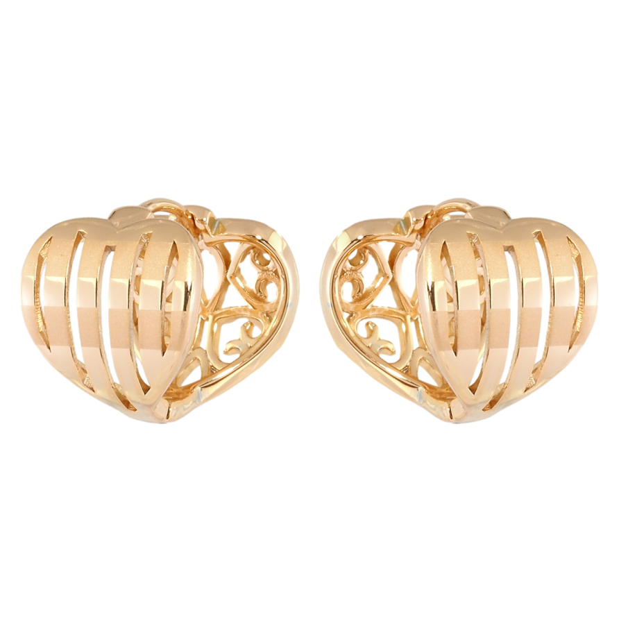 Серьги Xuping Позолота 18K колечки Сердечки полосатые фото №1