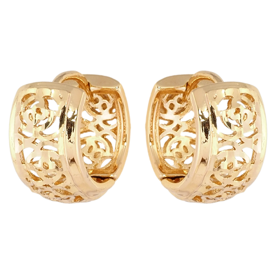 Серьги Xuping Позолота 18K колечки Резной ажурный орнамент фото №1