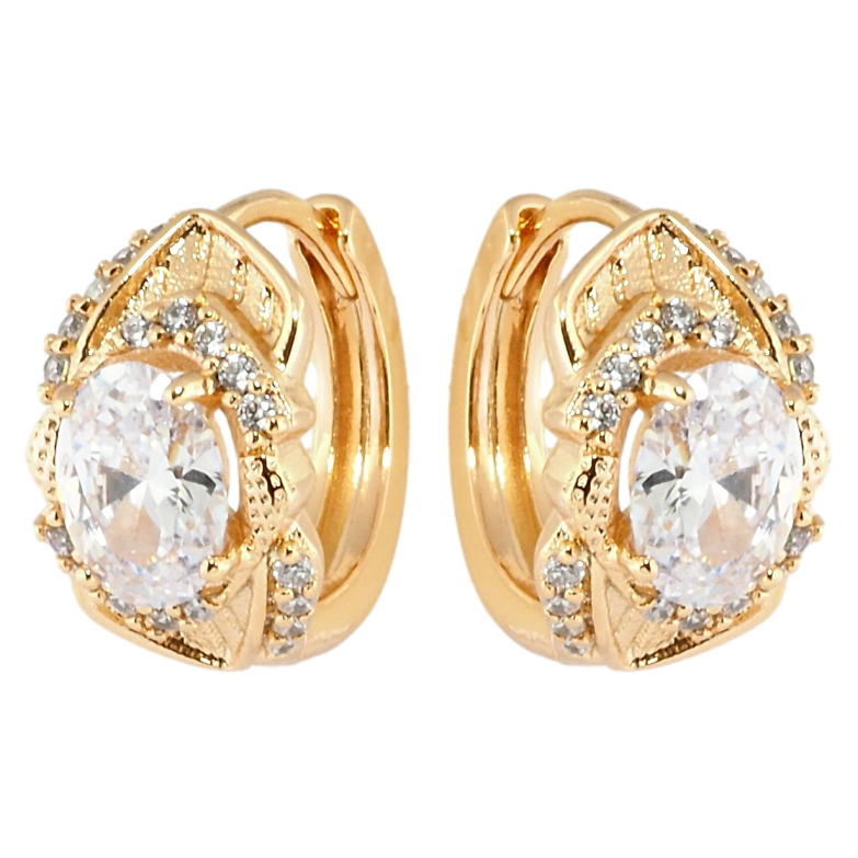 Серьги Xuping Позолота 18K колечки Мистерия с кристаллами фото №24