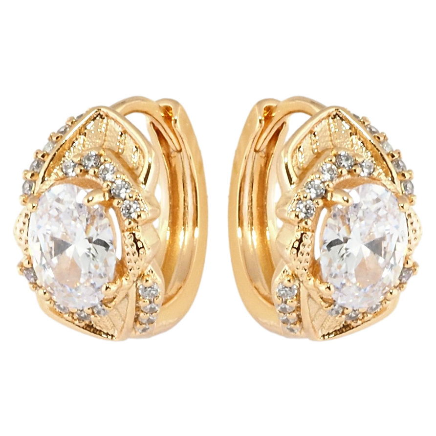 Серьги Xuping Позолота 18K колечки Мистерия с кристаллами фото №1