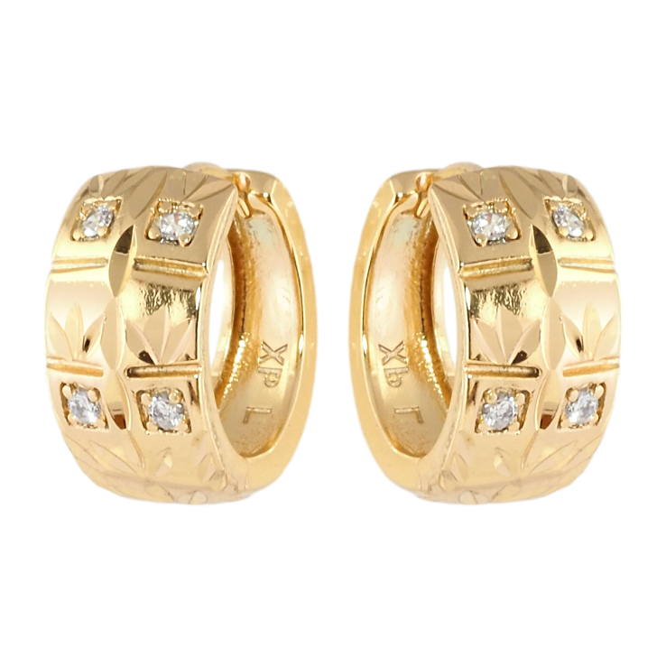 Серьги Xuping Позолота 18K колечки Вставки циркония и узор насечками фото №25