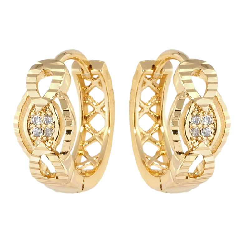 Серьги Xuping Позолота 18K колечки Декоративный орнамент с цирконием фото №1