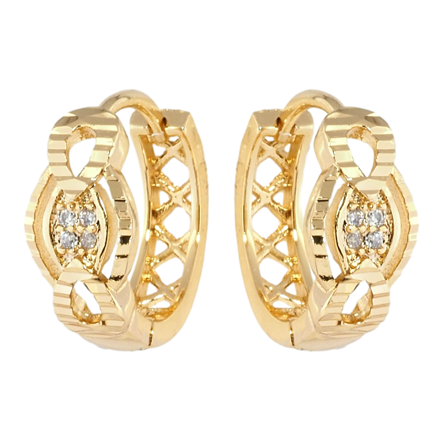 Серьги Xuping Позолота 18K колечки Декоративный орнамент с цирконием фото №1
