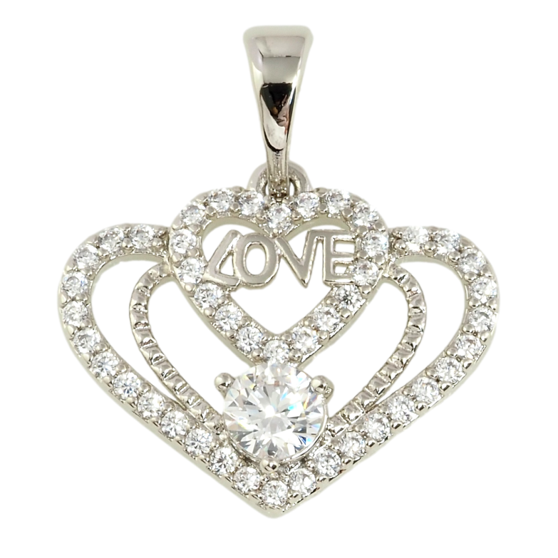 Кулон Xuping Родий Сердце инкрустация цирконием для цепочки до 5мм фото №1