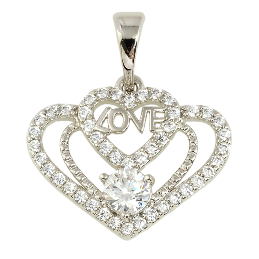 Кулон Xuping Родій Серце інкрустація цирконієм для ланцюжка до 5мм фото №1