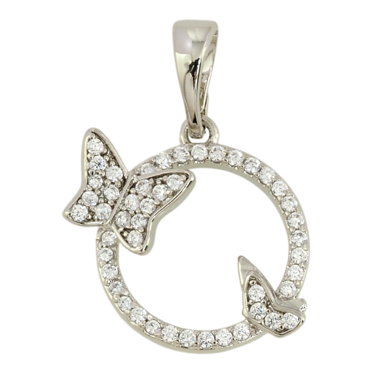 Кулон Xuping Родій Колечко з метеликами для ланцюжка до 5мм фото №1