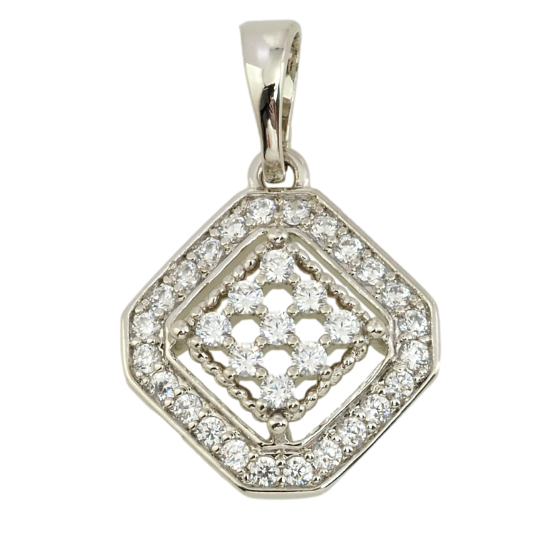 Кулон Xuping Родій Ромб інкрустація цирконієм для ланцюжка до 5мм фото №7