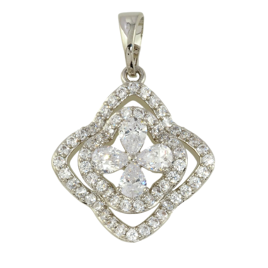 Кулон Xuping Родій Ромб інкрустація цирконієм для ланцюжка до 5мм фото №1