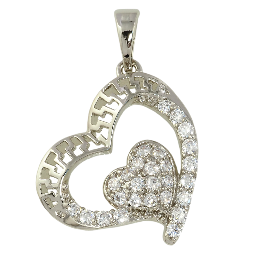 Кулон Xuping Родій Серце інкрустація цирконієм для ланцюжка до 5мм фото №1