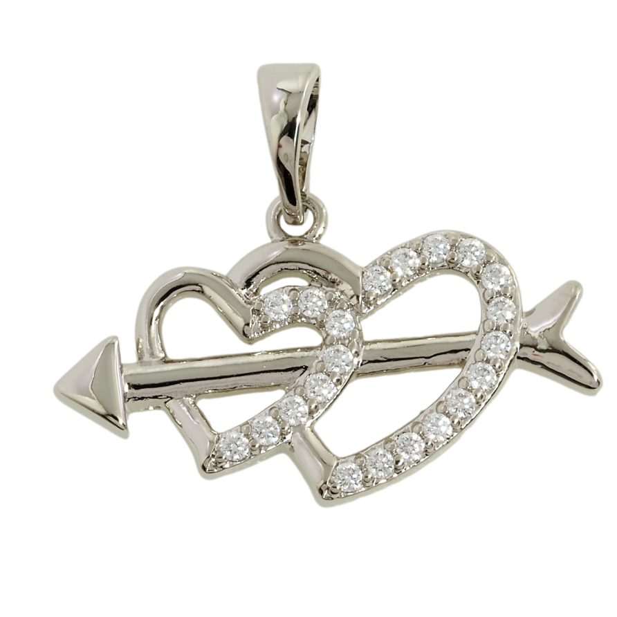 Кулон Xuping Родій Серця пронизані стрілою для ланцюжка до 5мм фото №1