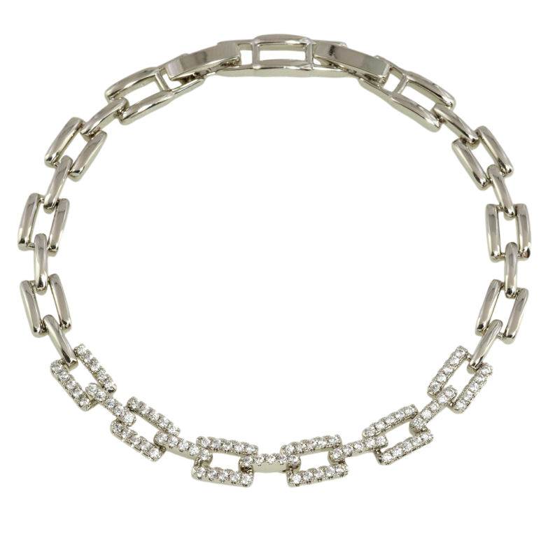 Браслет Xuping Родий Узор с инкрустацией цирконием длина с доп.замком 17,19см х 6мм фото №13