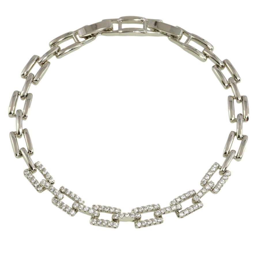 Браслет Xuping Родій Візерунок з інкрустацією цирконієм довжина з дод. замком 17,19см х 6мм фото №1