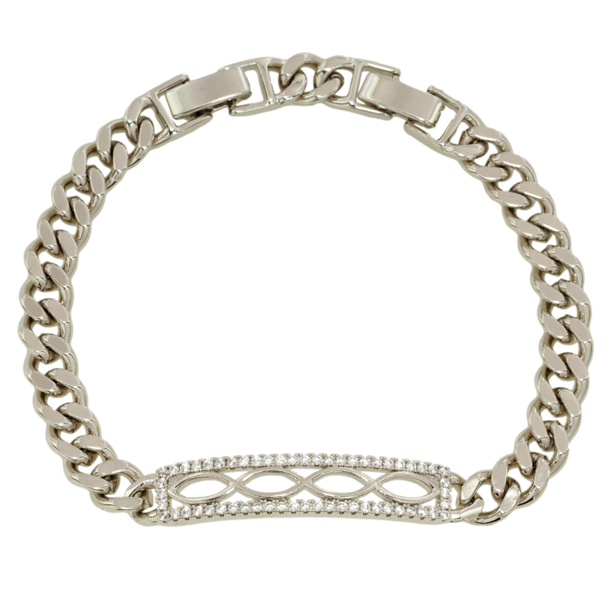 Браслет Xuping Родій Ланцюжок з декоративною вставкою довжина з дод. замком 17.5,19.5см х 7мм фото №1