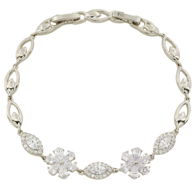 Браслет Xuping Родий Кристальные цветочки длина с доп.замком 17,19см х 5мм фото №13