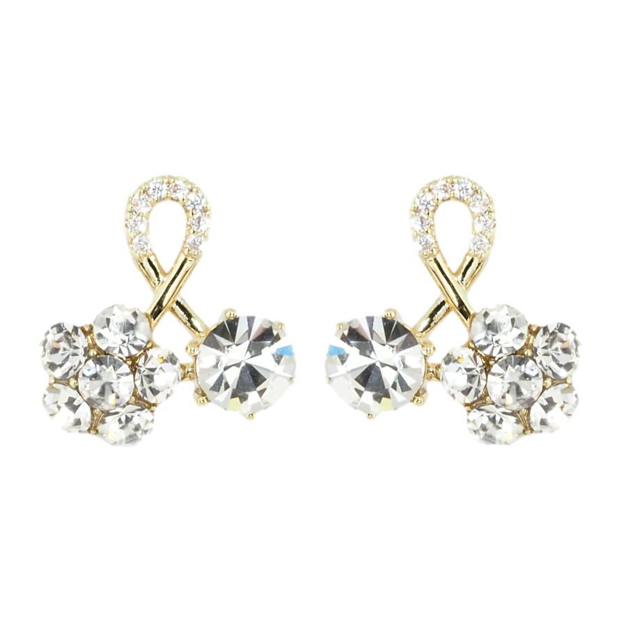 Серьги Xuping QQMM Позолота 14K пусеты Петельки с кристаллами фото №1