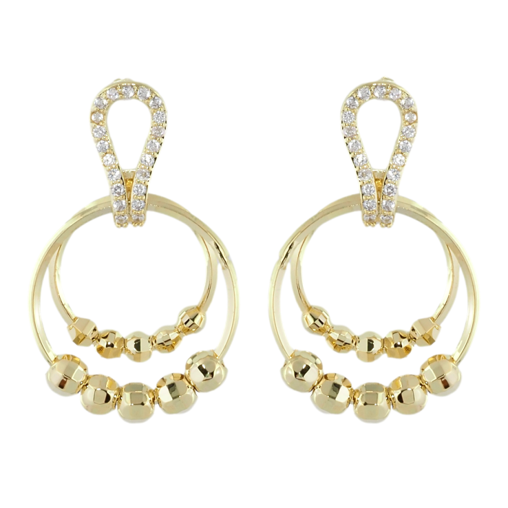 Серьги Xuping QQMM Позолота 14K пусеты Декоративные кольца с цирконием фото №13