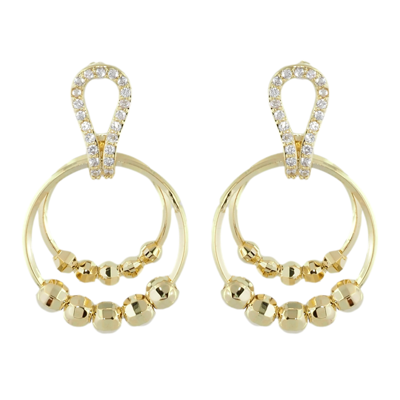 Сережки Xuping QQMM Позолота 14K пусети Декоративні колечка з цирконієм фото №3